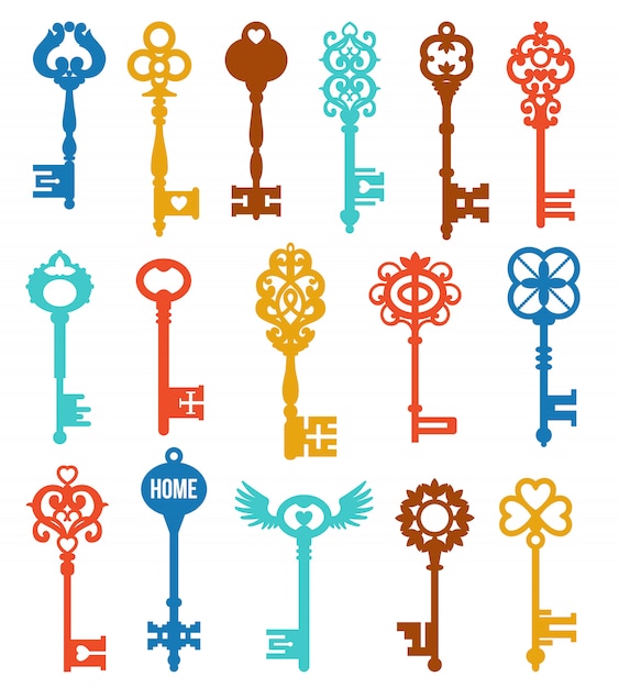 Free Vector colorful keys set