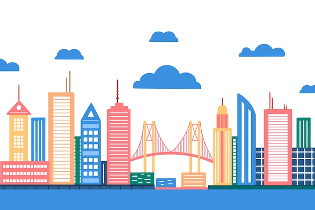 Free Vector colorful landmarks skyline