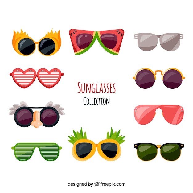 Free vector colorful and modern sunglasses collection