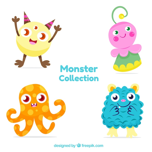 Free vector colorful monster characters