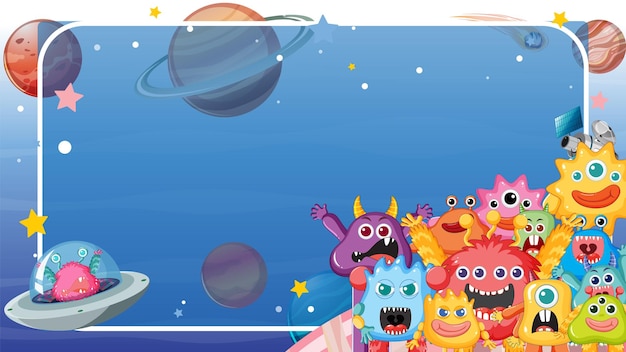 Free vector colorful monsters in space adventure