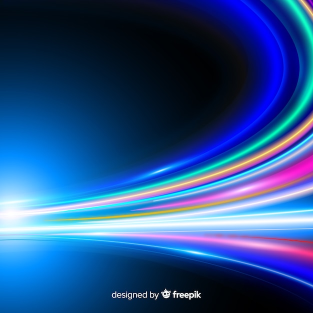 Free vector colorful neon wavy light trail background