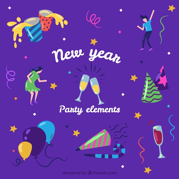 Free Vector colorful new year party element collection