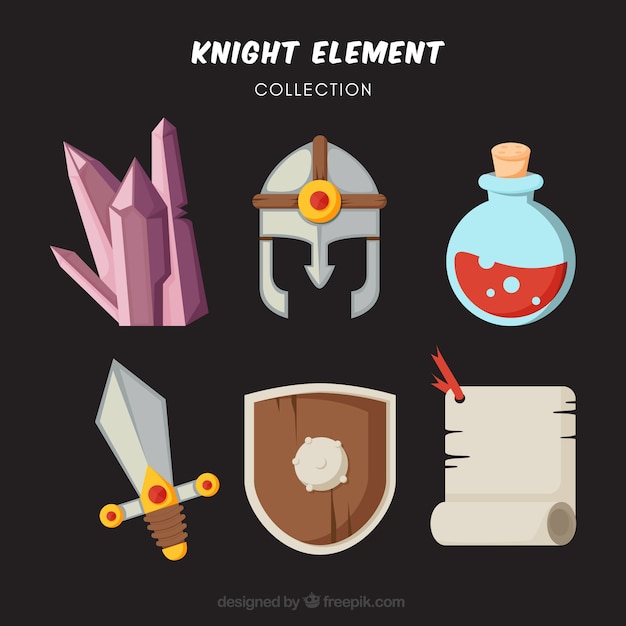 Free Vector colorful pack of knight elements