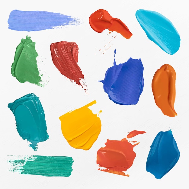 Free vector colorful paint smear textured vector brush stroke creative art graphic collection