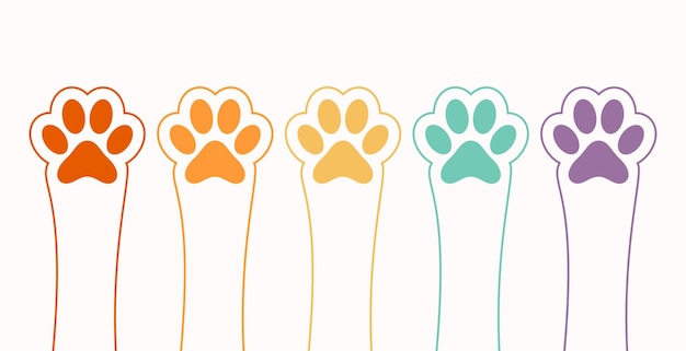 Free Vector colorful paw feet print background track for wildlife safari vector