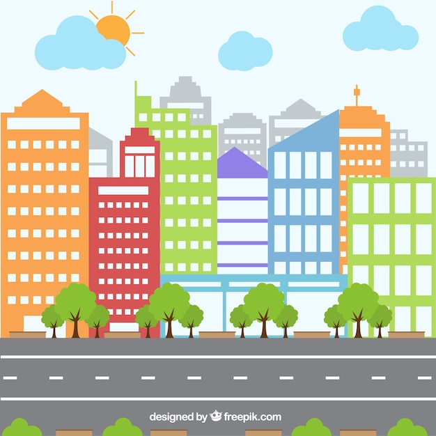 Free vector colorful and polygonal city