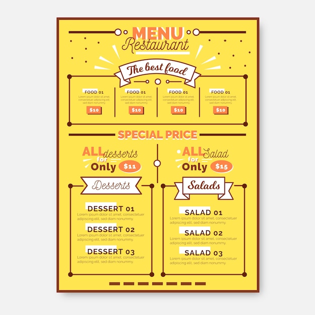 Free Vector colorful restaurant menu template