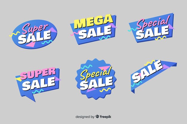 Free Vector colorful sales label collection