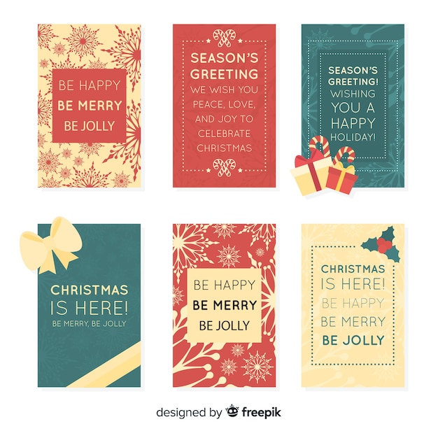 Free Vector colorful set of christmas labels with flat design