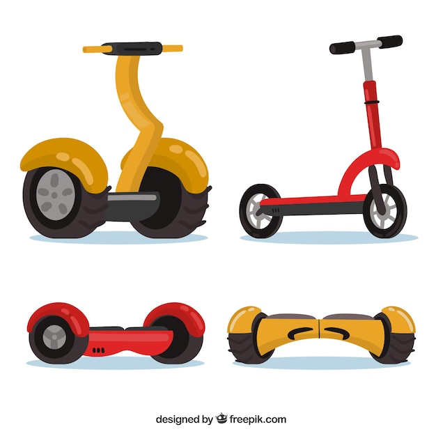 Free Vector colorful set of urban scooters