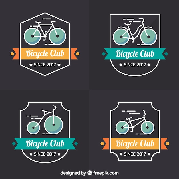 Free Vector colorful set of vintage bike logos