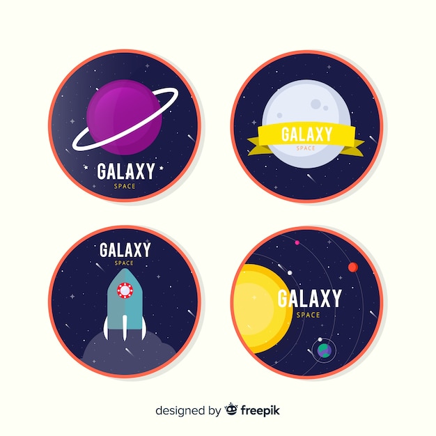 Free Vector colorful space badge collection with flat design