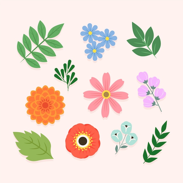 Free Vector colorful spring flower collection concept