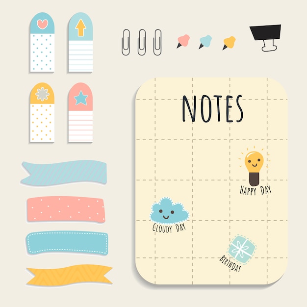 Free vector colorful stationery set