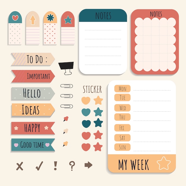 Free Vector colorful stationery set