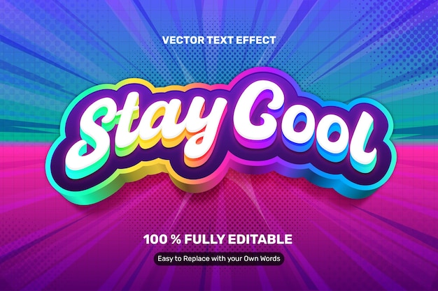 Free Vector colorful stay cool rainbow text effect