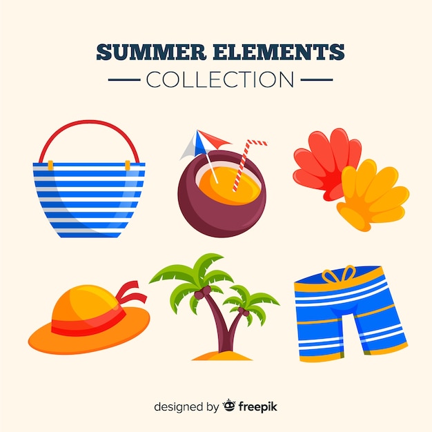 Free Vector colorful summer elements collection