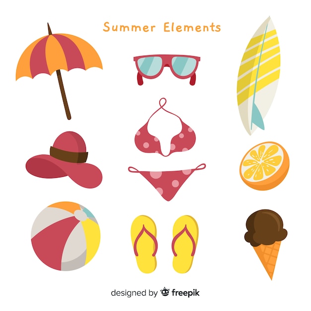 Free Vector colorful summer elements collection