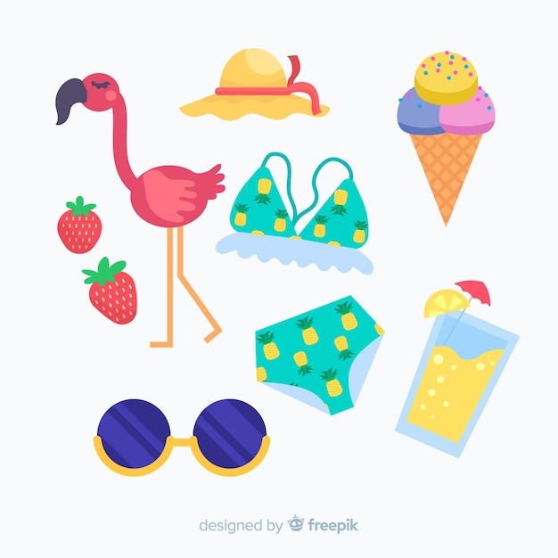 Free Vector colorful summer elements collection