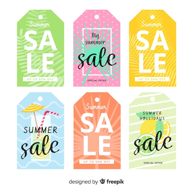 Free vector colorful summer sale label collection