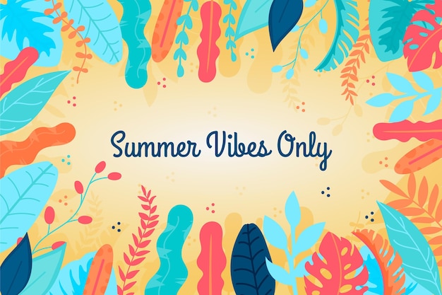 Free Vector colorful summer wallpaper with leaves