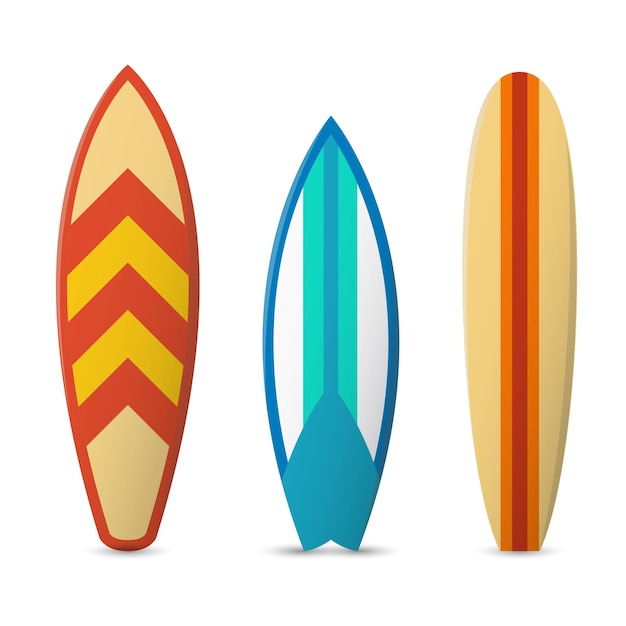 Free Vector colorful surfboard set.