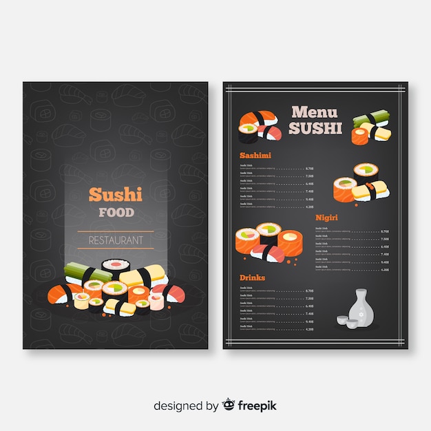 Free Vector colorful sushi restaurant menu template