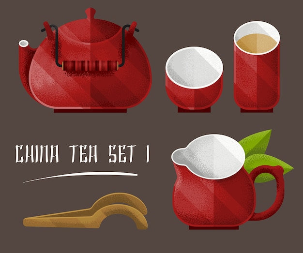 Free Vector colorful tea utensil set