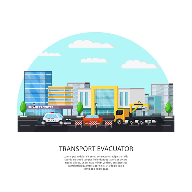 Free Vector colorful transport evacuator concept