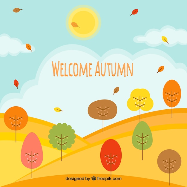 Free Vector colorful trees on autumn