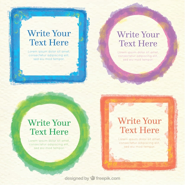 Free Vector colorful watercolor frame collection