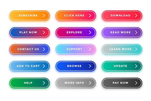 Free Vector colorful web buttons pack for different purposes