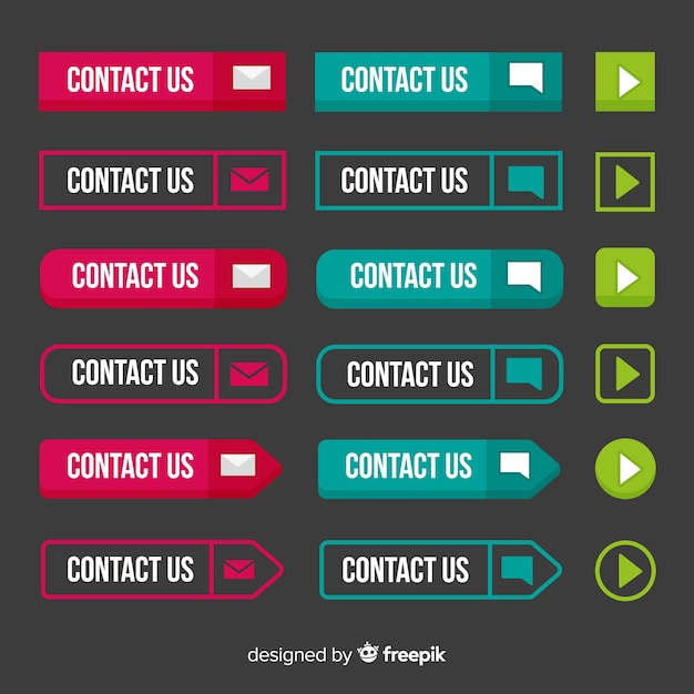 Free Vector colorful web design button collection with flat design