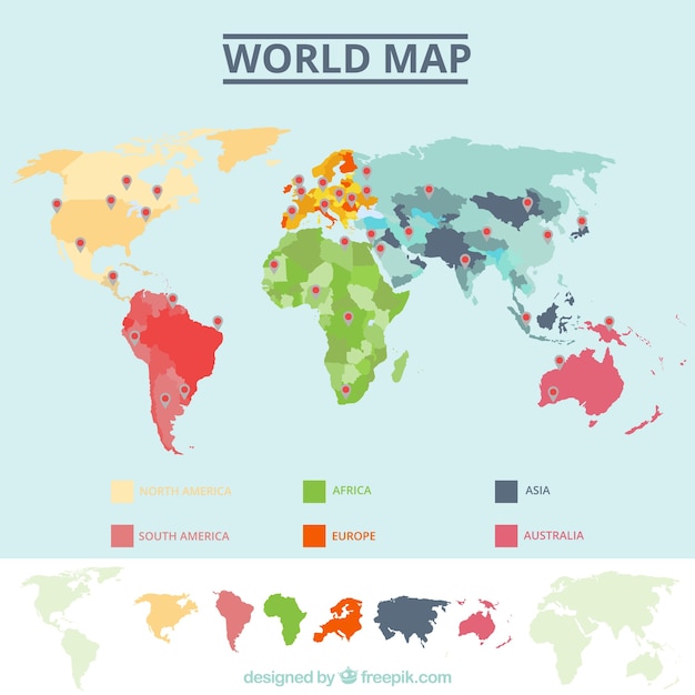 Free vector colorful world map infographic