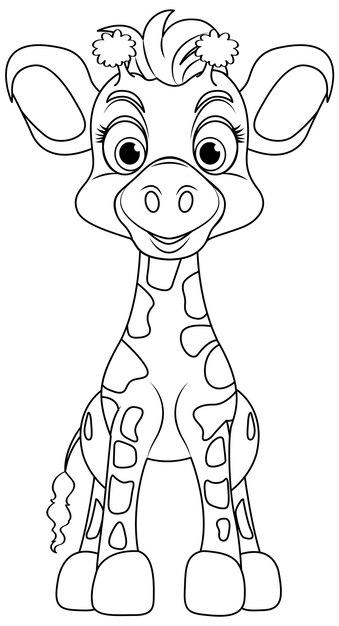 Coloring Page Outline of Cute Giraffe