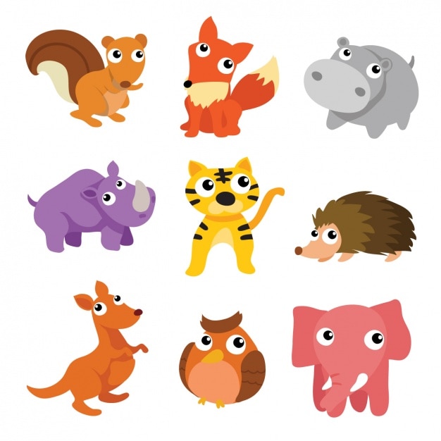 Free vector coloured animals collection