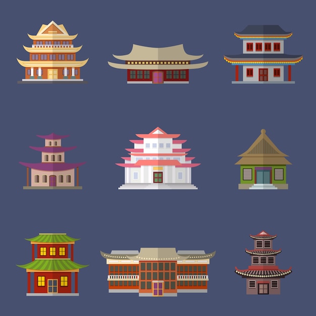 Free Vector coloured buildings collection