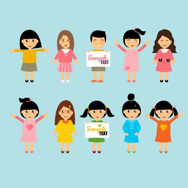 Free vector coloured children collection