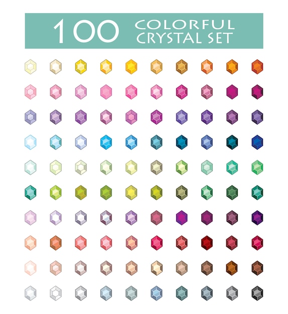 Free Vector coloured crystals set