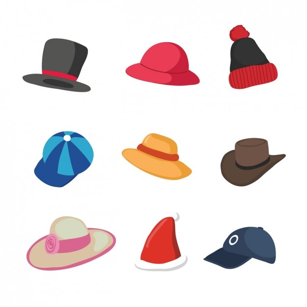 Free vector coloured hats collection