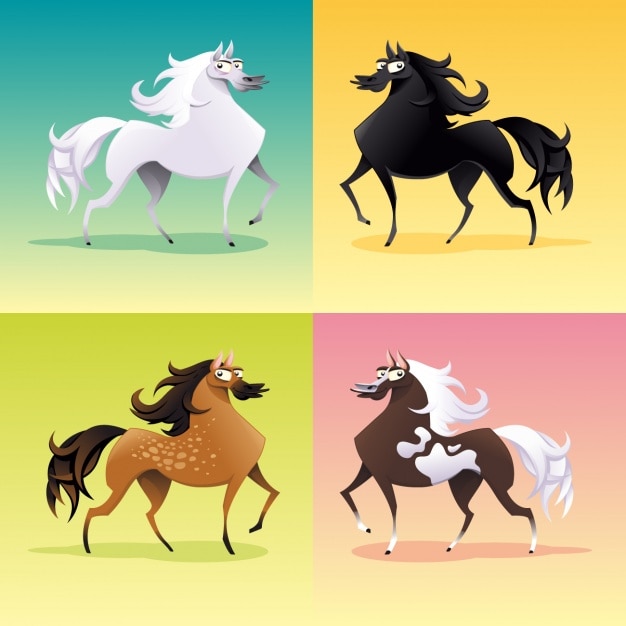 Free Vector coloured horses collection