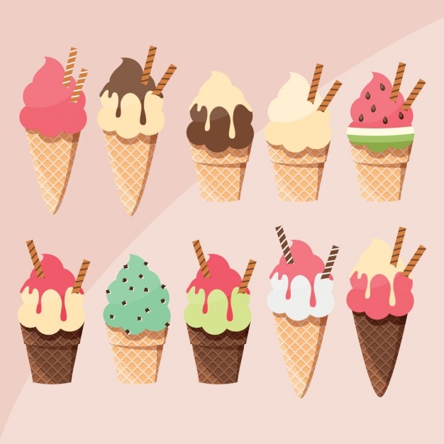 Free Vector coloured ice creams backrgound design