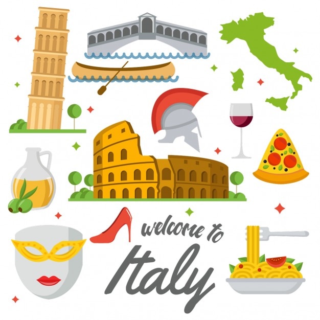 Free Vector coloured italy elements