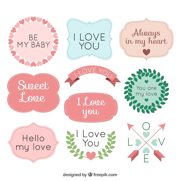 Free Vector coloured love labels