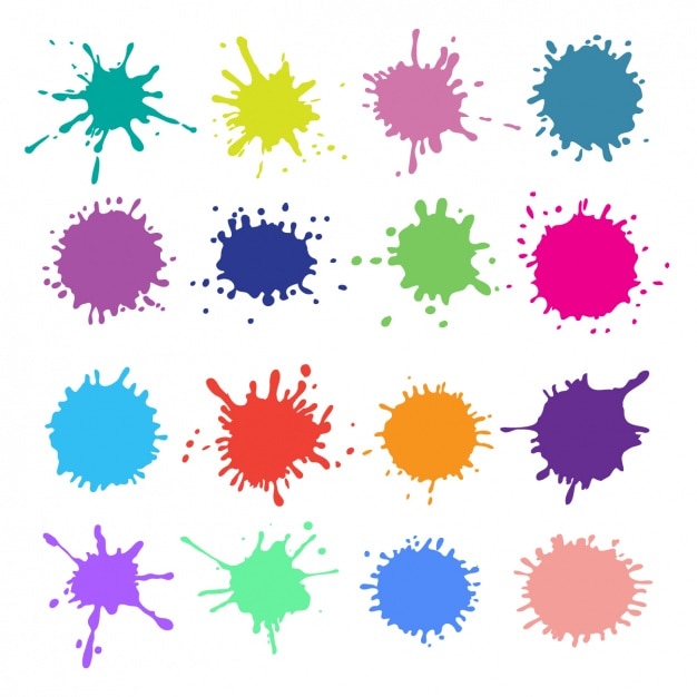 Free vector coloured paint stains collection