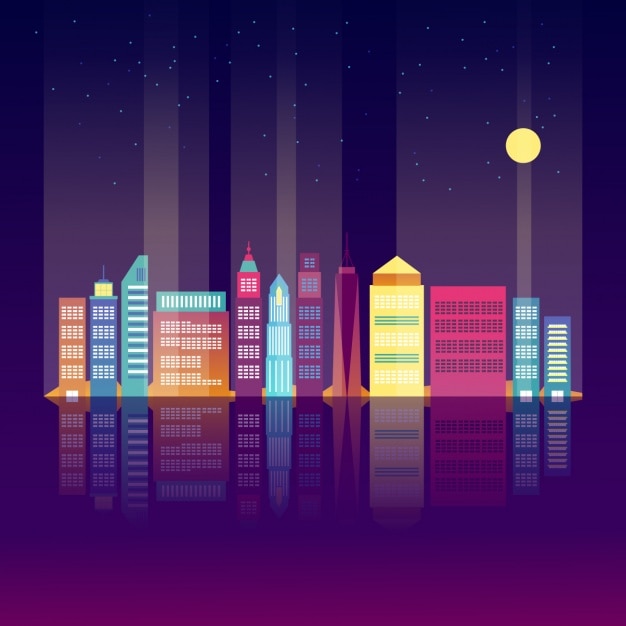 Free Vector coloured skyline design