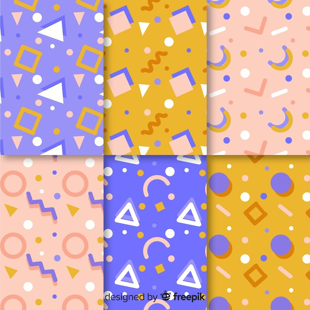 Free vector colourful memphis pattern collection