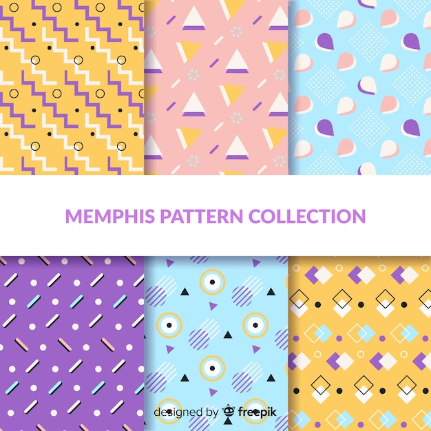 Free vector colourful memphis pattern collection