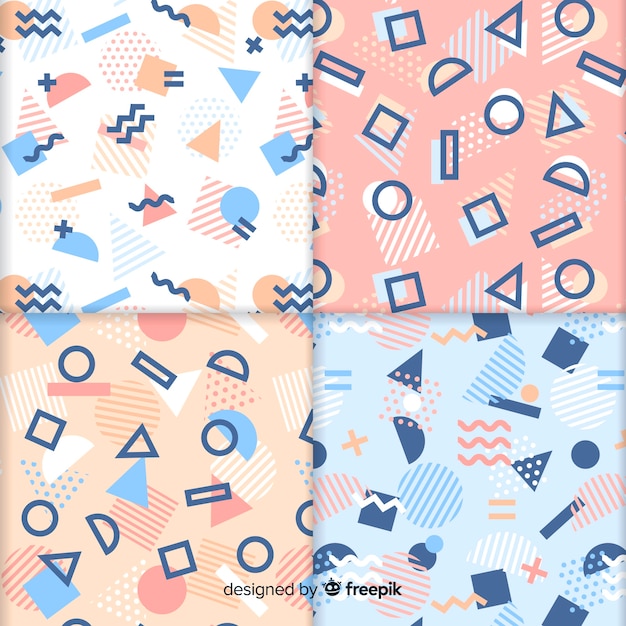 Free vector colourful memphis pattern collection